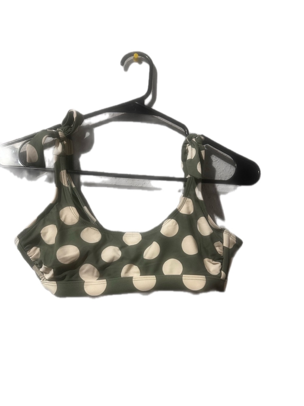 Xhilaration Olive Green and Cream Polka Dot Bikini Top